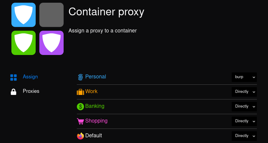 Container Proxy Firefox plugin